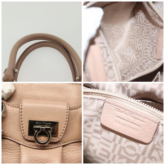 Salvatore Ferragamo Gancini Hand Bag Leather Pink Silver Auth 138865 - Picture 16 of 16